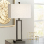 360 Lighting Modern Table Lamp Black Metal Open Form Rectangular Off