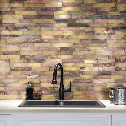 Aspect 6 X 24 Peel Stick Distressed Metal Backsplash Tile At Menards 