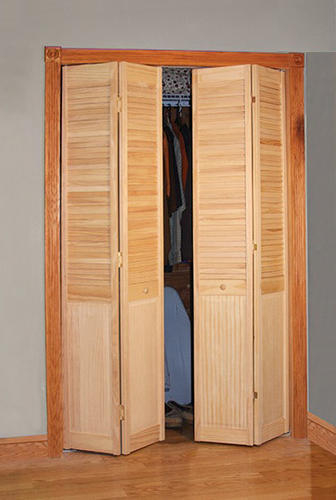 Designer s Image Ready to Finish Pine Half Louver Bi Fold Closet Door