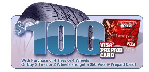 Discount Tire Rebate Reminder 100 Visa Pre Paid Card