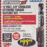 Earthquake XT 12 Volt 3 8 Cordless Ratchet Kit Expires 8 31 18