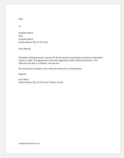 Invoice Request Letters Emails Word Excel Templates