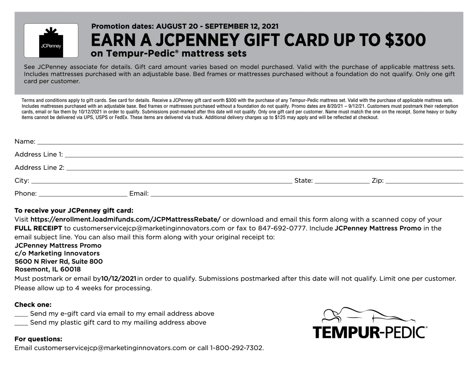 Jcpenney Black Friday Mail In Rebate Forms Printable Rebate Form