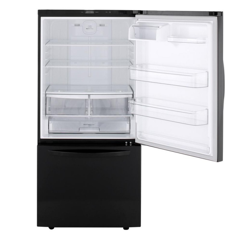 LG LDCS24223B 24 Cu Ft Bottom Freezer Refrigerator In Smooth Black