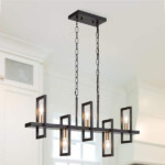 LNC 5 Light Matte Black Modern Industrial Island Chandelier With