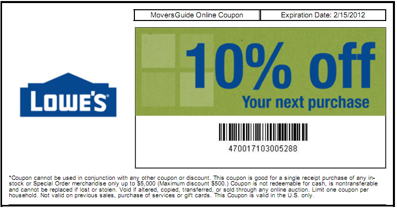 Lowes 10 Off Printable Coupon