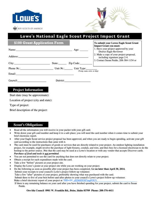 Lowes Grant Application Form Printable Pdf Download