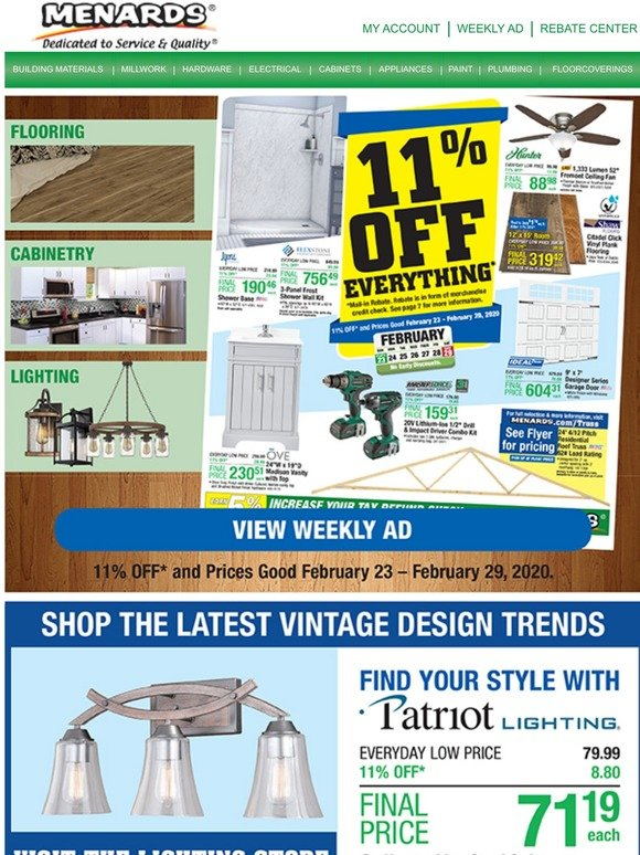 Menards 11 Off Everything Update Your Home Today Milled