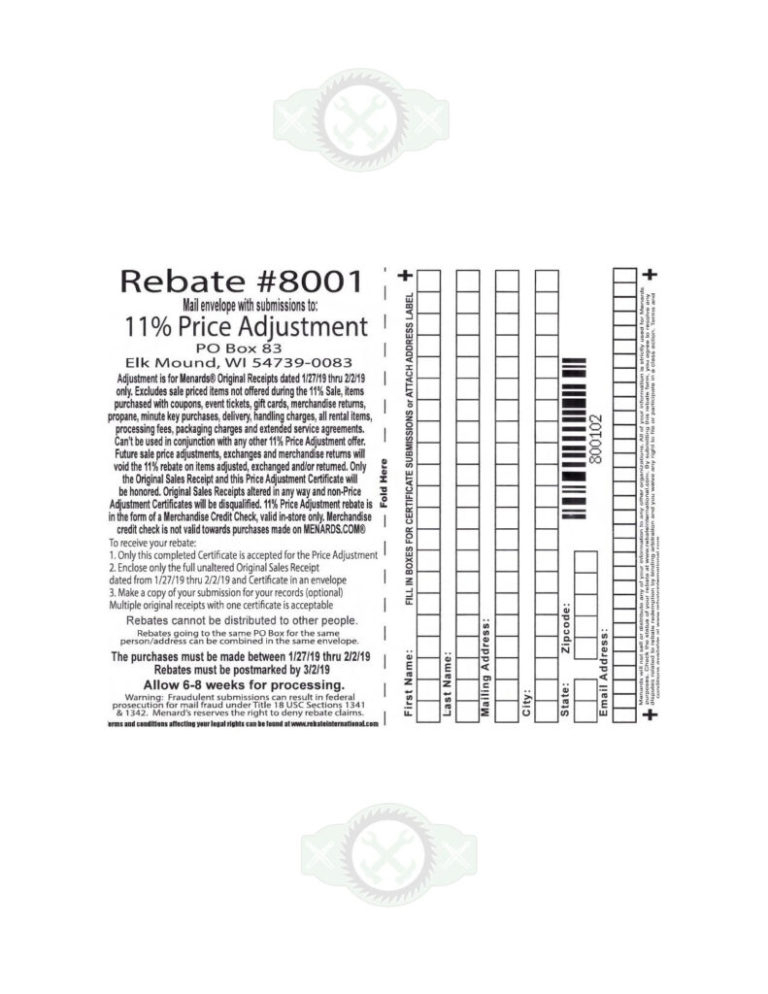 Menards 11 Percent Rebate Form 2022 RebateForMenards