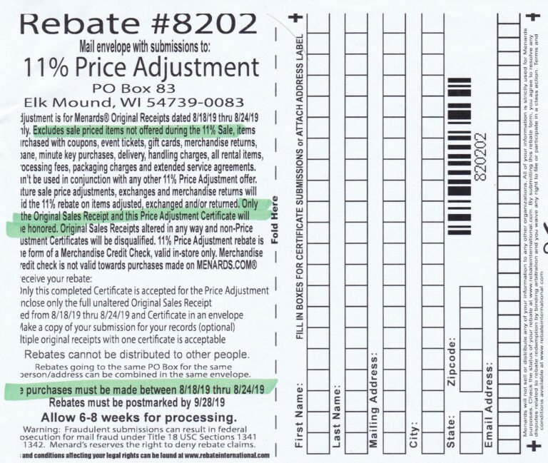 Menards 11 Rebate Form February 2022 MenardsRebate Form