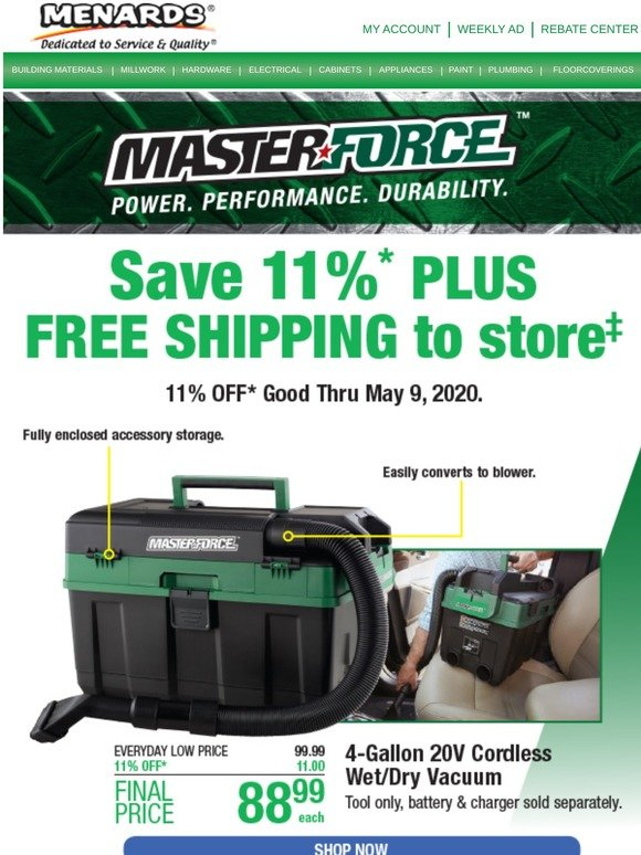 Menards MASTERFORCE TOOLS Power Performance Durability Milled