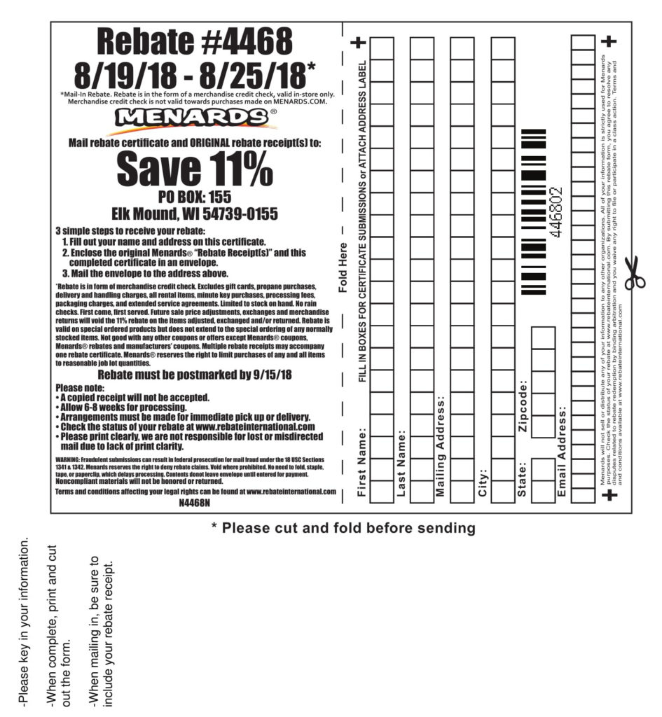 Menards Rebate 847 Form MenardsRebateForms