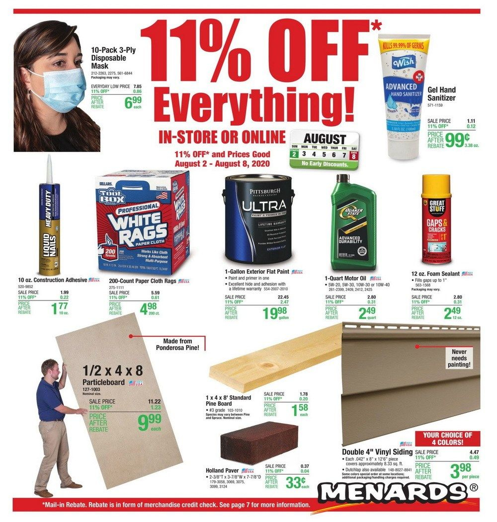 Menards Weekly Ad Aug 02 Aug 08 2020