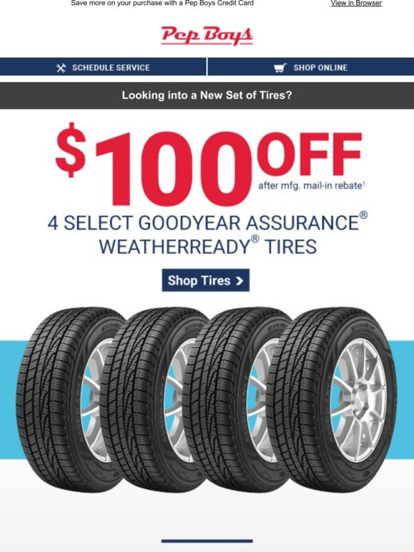 Pep Boys Tire Sales 100 OFF Goodyear Definity Milled