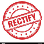 RECTIFY Text On Red Grungy Vintage Round Rubber Stamp Stock Photo Alamy