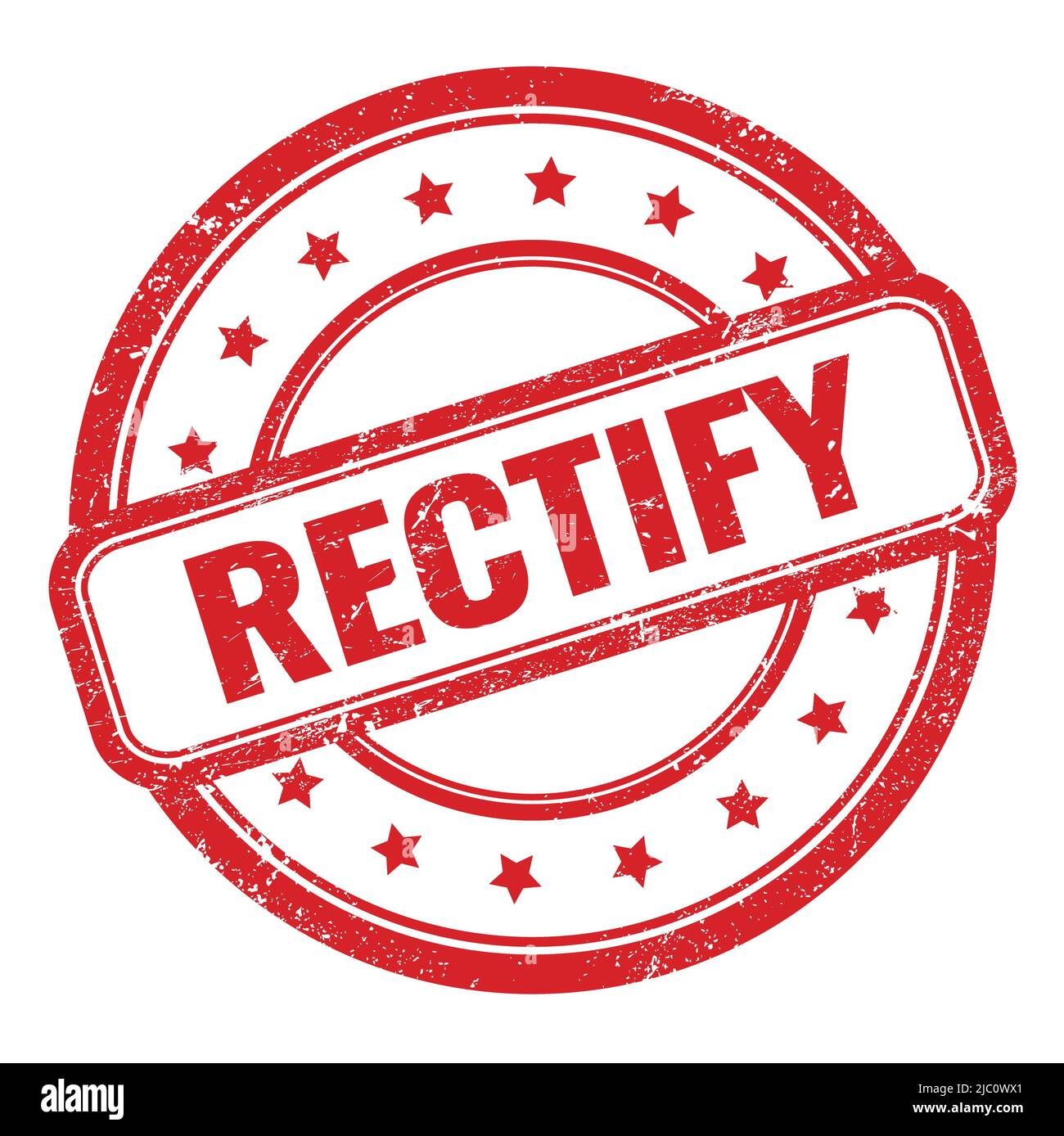 RECTIFY Text On Red Grungy Vintage Round Rubber Stamp Stock Photo Alamy