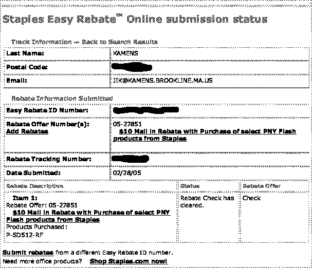 Staples Easy Rebates Horror Story