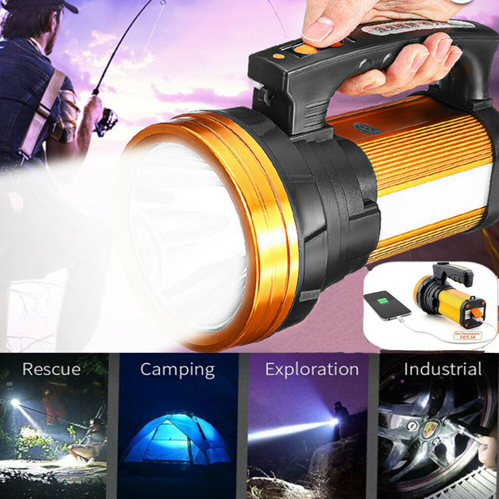 Super Bright LED Searchlight Rechargeable Handheld Spotlight Flashlight