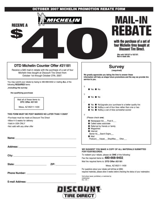 Top 5 Michelin Rebate Form Templates Free To Download In PDF Format