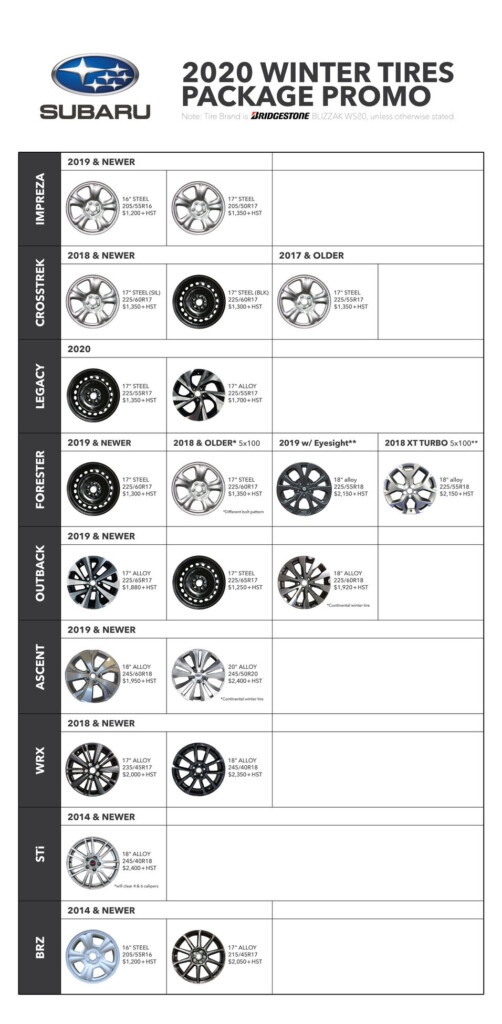 Winter Tire Packages Downtown Subaru In Toronto Ontario